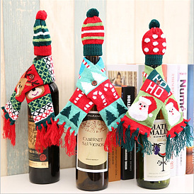 Christmas wine bottle decoration Christmas scarf hat set Christmas red wine bottle set