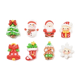 Christmas Series Opaque Resin Cabochons, with Giltter Power