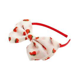 300Pcs Strawberry Pattern Bowknot Polyester & Plastic Hair Bands for Girls