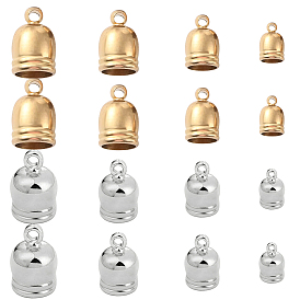 48шт. 8 стили латунные наконечники шнура, Торцевые крышки, конус