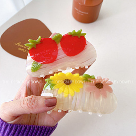 Chic Color-block Hair Clip Set for Women - Acetate Back Comb and Shark Jaw Clips with High-end Style