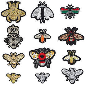 24Pcs 12 Styles Polyester Clothing Patches, Bee