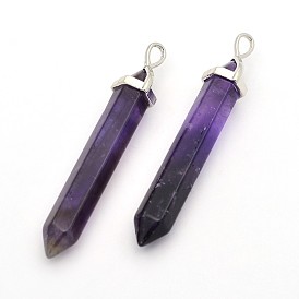 Латунная пуля с драгоценными камнями, заостренный с двойным окончанием, граненые, 58~63x12x10 мм, отверстие : 5x3.5 мм