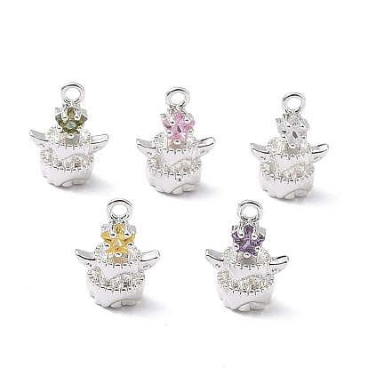 Подвески в виде звезд из кубического циркония с инкрустацией из латуни, 925 серебро покрытием