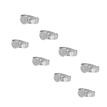 DIY Finger Rings Making Kits, with Adjustable 304 Stainless Steel Finger Rings Components, Transparent Glass Cabochons and Box Container, Flat Round