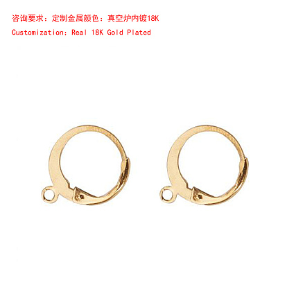 304 accessoires dormeuses d'oreilles en acier inoxydable, avec boucle horizontale, placage ionique (ip)