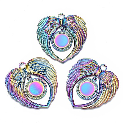 Ajustes de cabujón colgante de aleación de color del arco iris, sin cadmio y níque y plomo, ala