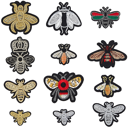 24Pcs 12 Styles Polyester Clothing Patches, Bee
