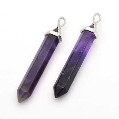 Латунная пуля с драгоценными камнями, заостренный с двойным окончанием, граненые, 58~63x12x10 мм, отверстие : 5x3.5 мм