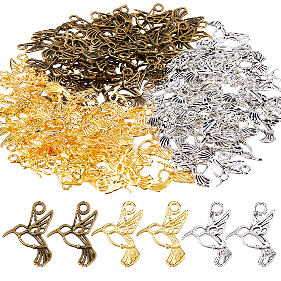 120 шт. 3 цвета сплава открытая задняя часть подвески безель, для diy уф смолы, эпоксидная смола, птица