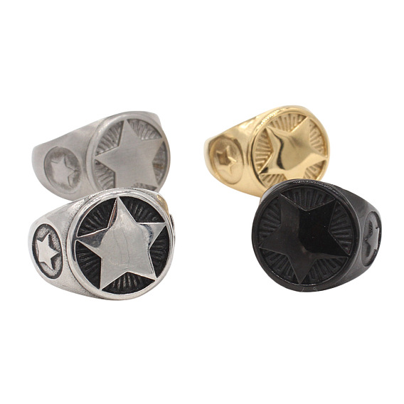 304 из нержавеющей стали кольца палец для мужчин, круглая со звездой