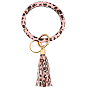 Леопардовый принт брелки из искусственной кожи из искусственной кожи, брелок на запястье с кисточкой и кольцом из сплава, золотые
