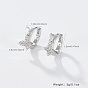 Rhodium Plated Platinum Plated 925 Sterling Silver Hoop Earrings, Cubic Zirconia Butterfly Earrings, with 925 Stamp