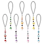 7Pcs Chakra Theme Evil Eye Butterfly Mushroom Pendant Decoration, Car Rear View Mirror Hanging Ornament, with Natural Malaysia Jade Bead & Lobster Claw Clasp