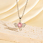 Brass Pave Cubic Zirconia Pendant Necklaces for Women, Elephant