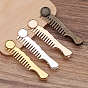 Brass Comb with Flat Round Cabochon Settings, Steel Alligator Hair Clips, Vintage Decorative Hair Accessories Findings