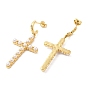 ABS Imitation Pearl Cross Dangle Stud Earrings, Brass Earrings for Women