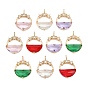 Brass Pave Cubic Zirconia Pendants, Round with Star Charms, Long-Lasting Plated, Golden