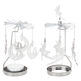 Вращающийся подсвечник из нержавеющей стали «Фея и луна», железными чарами, для любителей свечей, романтическая свадьба, Рождественская вечеринка