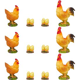 12 шт. 3 стили смоляные животные демонстрационные украшения, для украшения рабочего стола домашнего офиса, цыпленок и петух