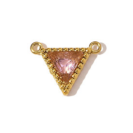 304 подвески из нержавеющей стали с кубическим цирконием, треугольник прелести, ионное покрытие (ip), зеркальная полировка