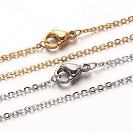 304 Stainless Steel Cable Chain Necklaces, with Lobster Claw Clasps, PVD Vacuum Plating Outside Furnace, Color Long-Lasting for 3~6 Months