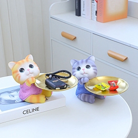 Cute Resin Cat Figurines, Entrance Jewelry Key Storage for Home Desktop Decoration