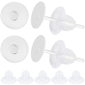 200 шт 304 детали серьги-гвоздики из нержавеющей стали, плоско-круглые, 200 гайки ушные пластиковые