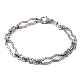 304 Stainless Steel Link Chain Bracelets, with 201 Stainless Steeel Findings