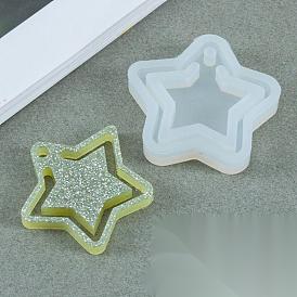 Food Grade Pendant Silicone Molds, Fondant Molds, For DIY Cake Decoration, Chocolate, Candy, UV Resin & Epoxy Resin Jewelry Making, Star