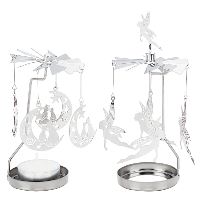 Вращающийся подсвечник из нержавеющей стали «Фея и луна», железными чарами, для любителей свечей, романтическая свадьба, Рождественская вечеринка