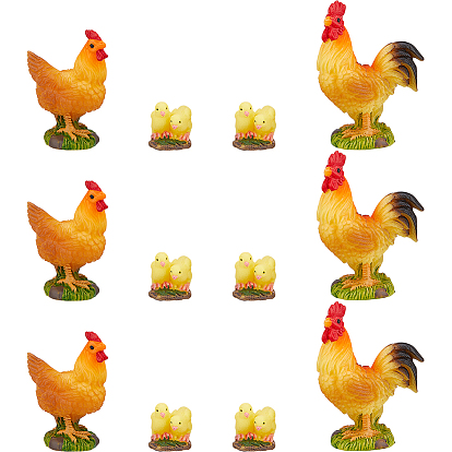 12 шт. 3 стили смоляные животные демонстрационные украшения, для украшения рабочего стола домашнего офиса, цыпленок и петух