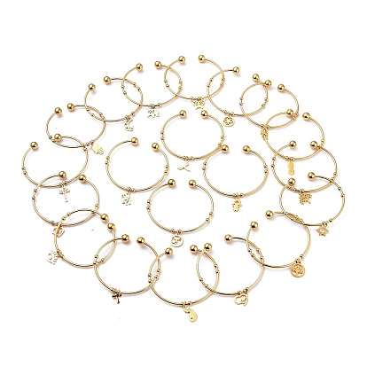 201 из нержавеющей стали манжеты браслеты, браслеты крутящего момента, браслеты с шармом смешанной формы