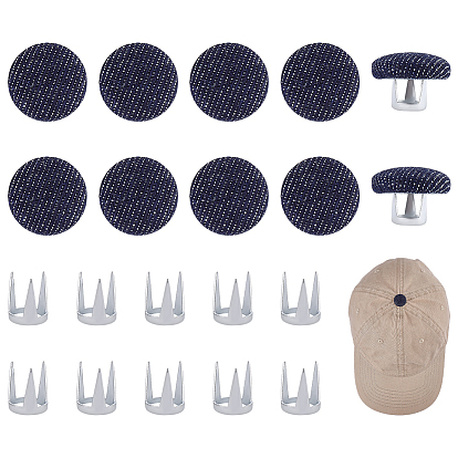 14сумки тканевые колпачки гвозди пуговицы, с алюминиевой фурнитурой, аксессуары для изготовления головных уборов, плоско-круглые, платина