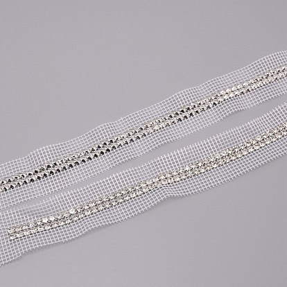 Polyester Ribbon, with Rhinestone, for Ornament Accessories
