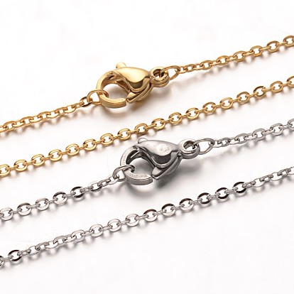 304 Stainless Steel Cable Chain Necklaces, with Lobster Claw Clasps, PVD Vacuum Plating Outside Furnace, Color Long-Lasting for 3~6 Months