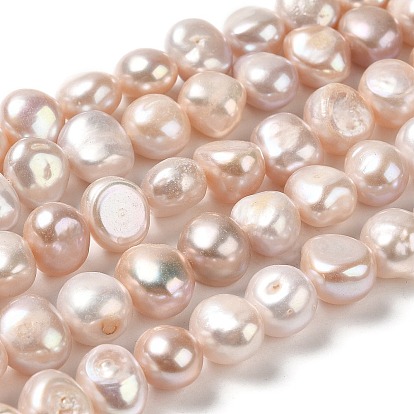 Natural Cultured Freshwater Pearl Beads Strands, Two Sides Polished