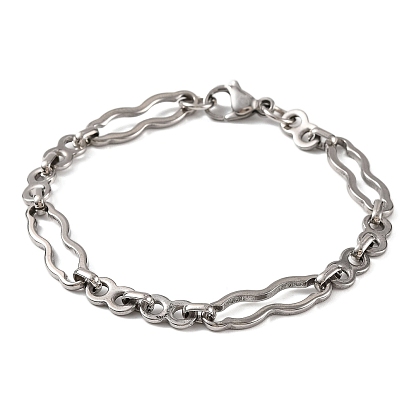 201 Stainless Steel Link Chain Bracelets, with 304 Stainless Steel Clasps
