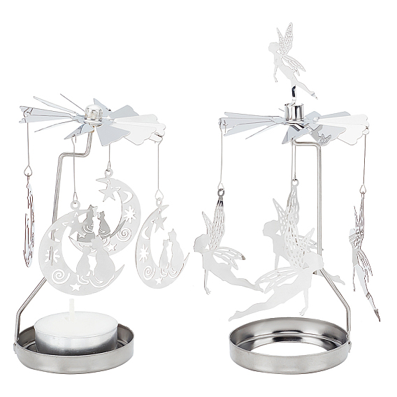 Вращающийся подсвечник из нержавеющей стали «Фея и луна», железными чарами, для любителей свечей, романтическая свадьба, Рождественская вечеринка