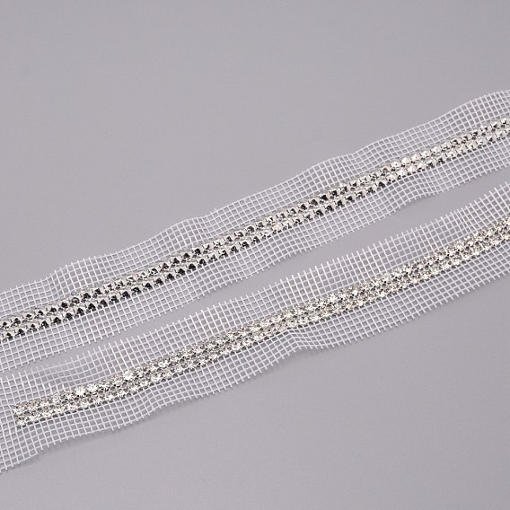 Polyester Ribbon, with Rhinestone, for Ornament Accessories
