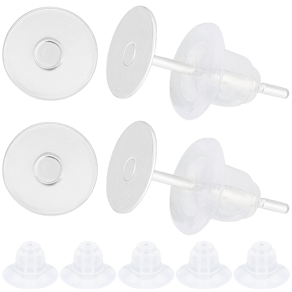 200 шт 304 детали серьги-гвоздики из нержавеющей стали, плоско-круглые, 200 гайки ушные пластиковые