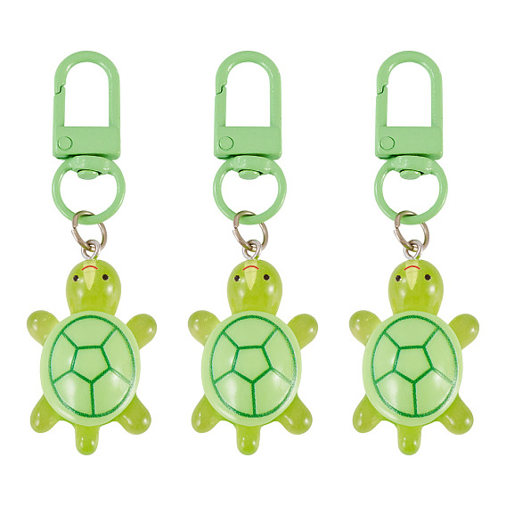 3шт. подвески в виде черепахи из смолы для брелоков, светится в темноте