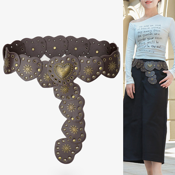 Винтажный сплав с цепочными ремнями из искусственной кожи, сердце, античная бронза