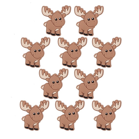 10Pcs Cartoon Elk Silicone Beads
