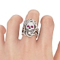 Alloy Rhinestone Skull Finger Rings, Wrapped Triple Rings for Men Women