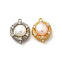 Латунные прозрачные кубические цирконии плоские круглые звенья соединительные подвески, без кадмия, без никеля и без свинца, с натуральным пресноводным жемчугом