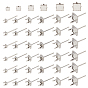 60Pcs 6 Style 201 Stainless Steel Stud Earring Settings, with 304 Stainless Steel Pin, Square