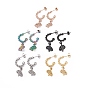 304 Stainless Steel Ring with Tree of Life Dangle Stud Earrings, Half Hoop Earrings for Women