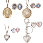 DIY Pendant Necklaces Making, with Locket Pendants, Alloy Key Clasps, Iron Rings and Chains, 304 Stainless Steel Chain Necklaces