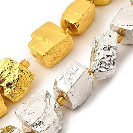 Цепочки из натурального пирита с гальваническим покрытием, самородки, с бисером